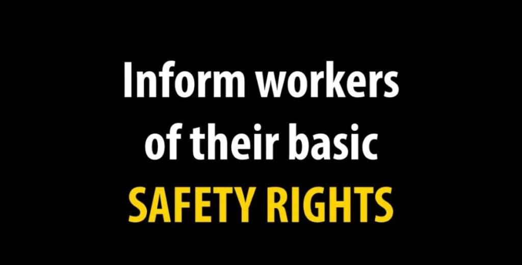 Inform workers of their basic safety rights graphic