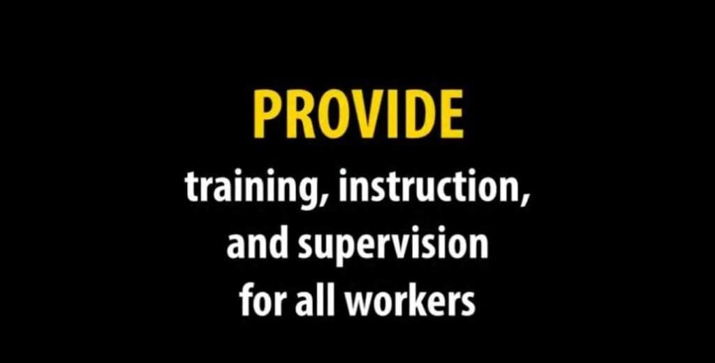 Provide training, instruction, and supervision for all workers graphic