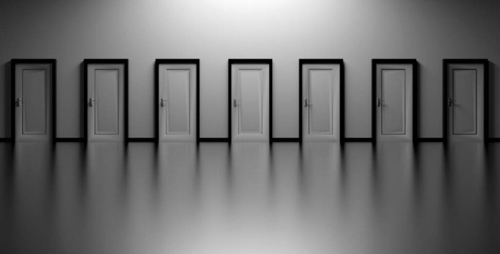 black and white doors