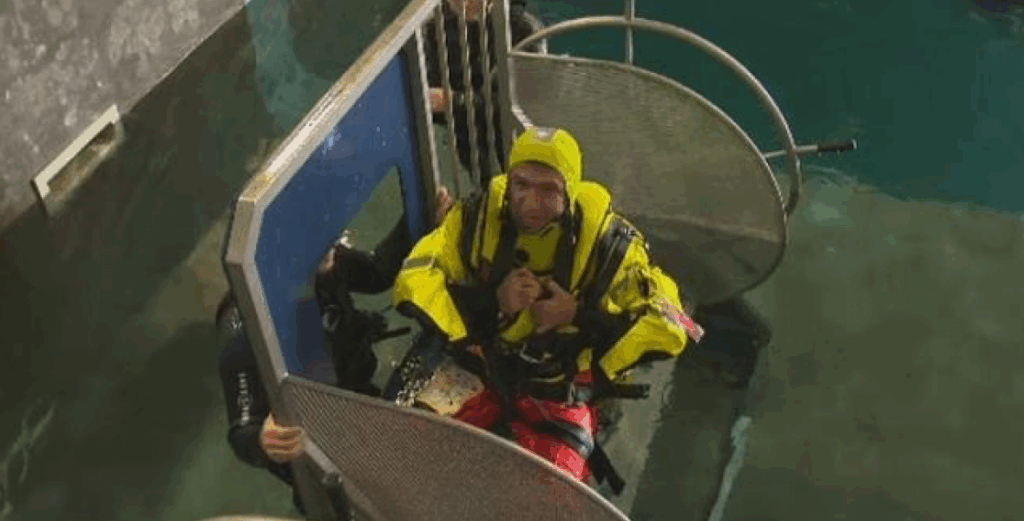 man in safety training exercise